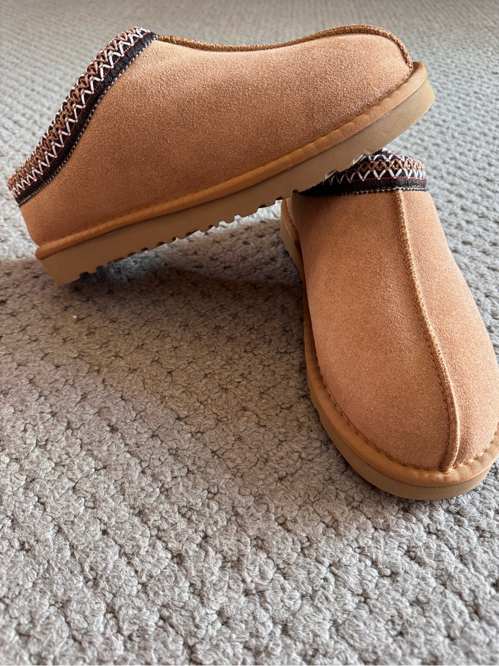 Women's Chestnut Suede Slip-On Fur-Lined Slippers